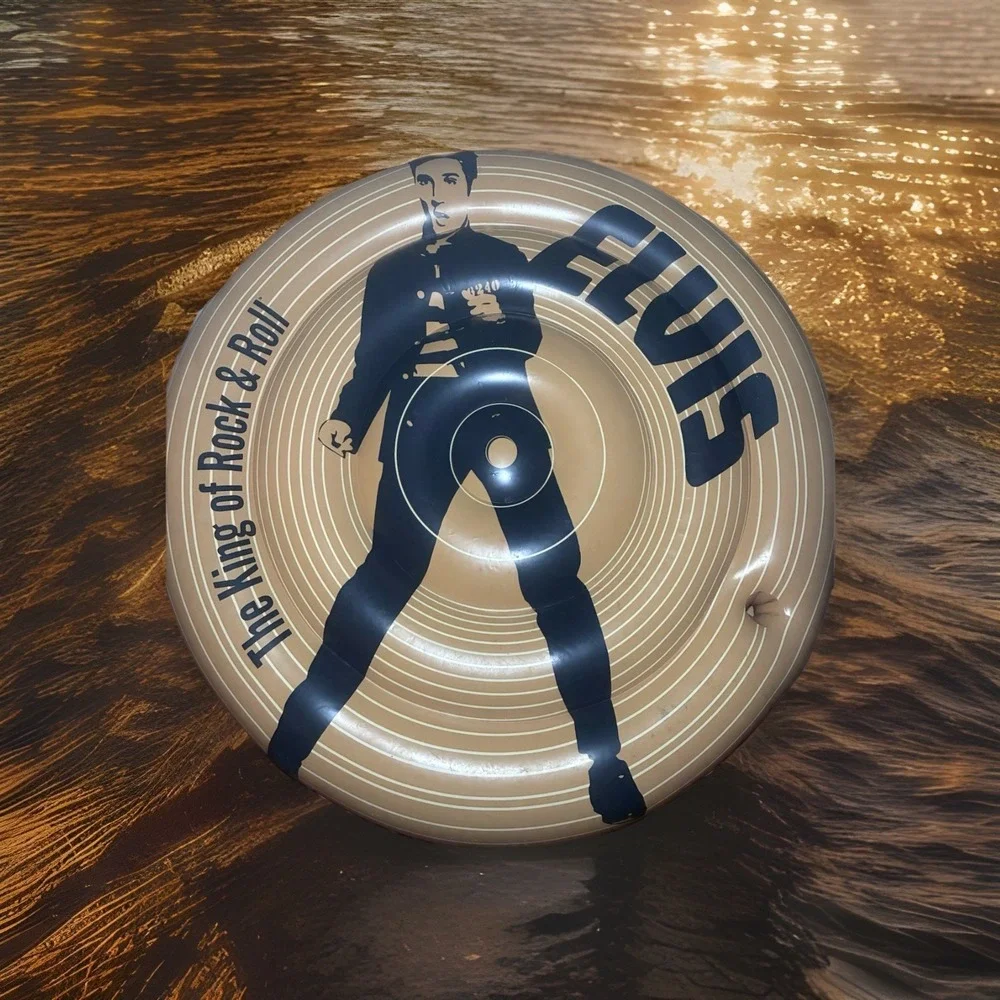 The King Of Rock And Roll Pool Float. Shaped like a vintage 45 RPM vinyl record.
